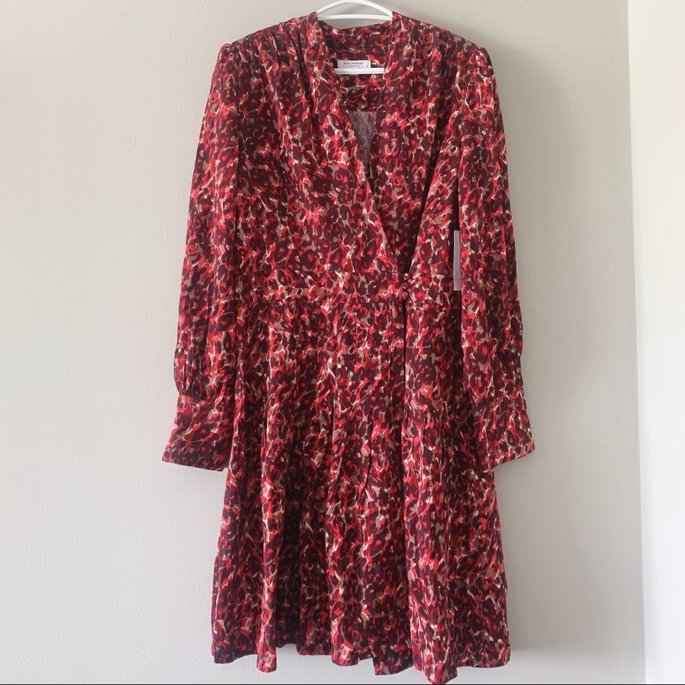 EQUIPMENT leopard-jacquard mini wrap dress